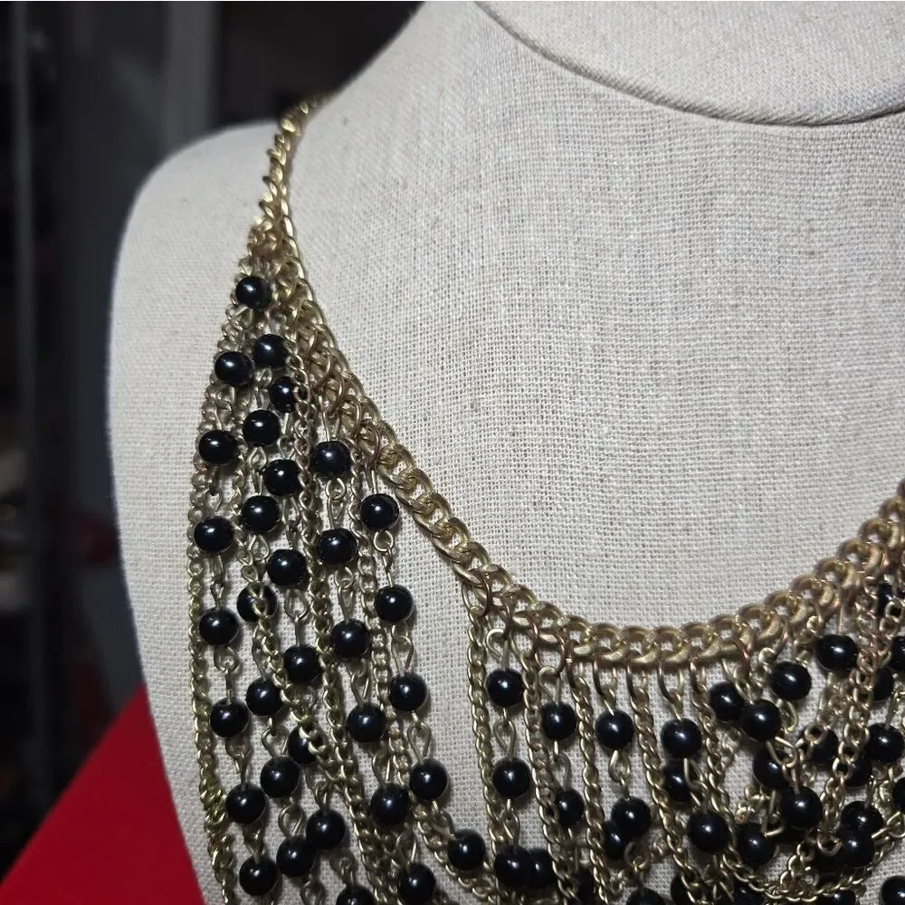 Vintage early 2000s dangling beaded necklace large statement piece
